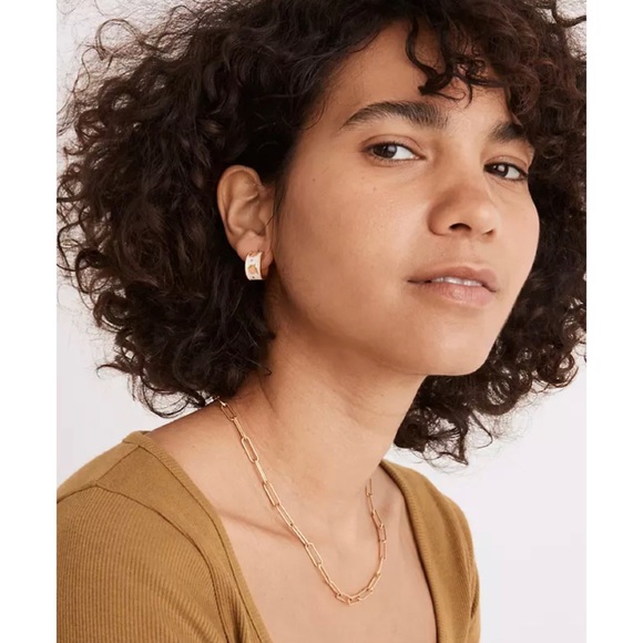 π π Madewell Enamel Clementine Hoop Earrings NWT New! - Picture 2 of 3